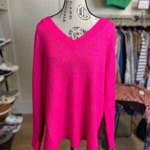 Lane Bryant Bright Pink V-Neck Sweater